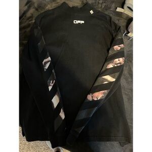 Off White High Neck Long Sleeve Shirt